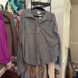 Gray Button-Up Long Sleeve Shirt